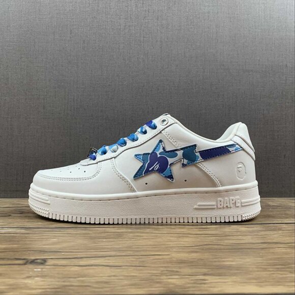 A Bathing Ape Bape Sta Low White ABC Camo Blue Unisex Sneakers - Picture 1 of 15